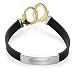 18k Gold, Sterling Silver and Rubber Bracelet