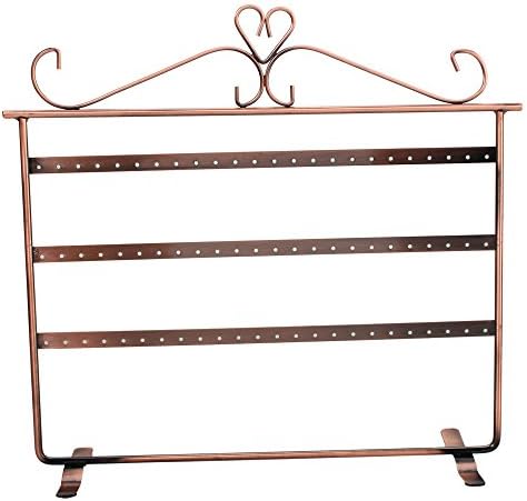 Olym Store(TM) Bronze Heart 3 Tier Earrings Jewelry Display Stand Holder Showcase Hanging Storage Rack