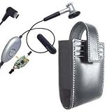 Hands Free Headset + Vertical Black with Velcro Flap Leather Case for Motorola Razr V3