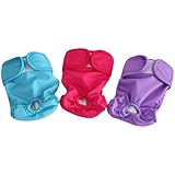 Wegreeco Washable Dog Diaper Covers up (Pack of 3) - Female Dog Wraps - 6 Size Available Reusable Dog Diapers (Small)