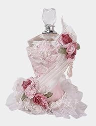 Victorian Pink Rose Dress Perfume Bottle Holder 6"
