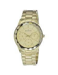 Skagen Womens 344LGXG Gold Tone Stainless Steel Champagne Dial Watch