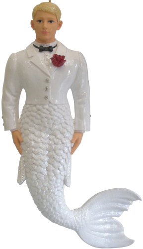 Nautical Groom Merman Mermaid Wedding Tree Ornament