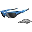 Oakley Fast Jacket Men's Sport Designer Sunglasses w/ Free B&F Heart Sticker - Sky Blue/Black Iridium, Clear