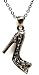 Sexy Rhodium Plated Black Stiletto High Heel Shoe Pendant and Necklace