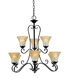Quoizel DH5009PN Duchess 9-Light Chandelier with Champagne Marble Glass, Palladian Bronze
