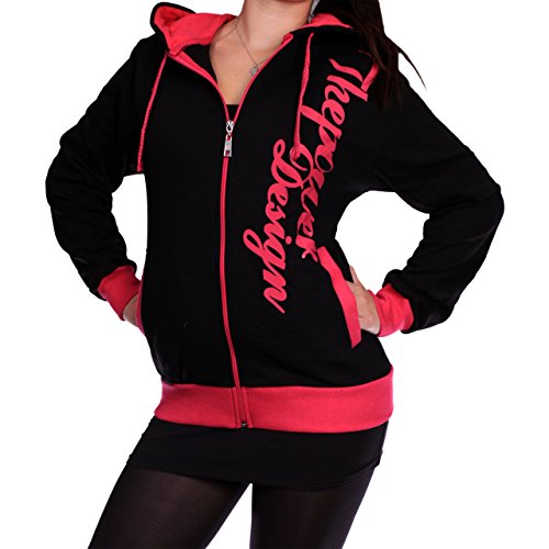 Damen Kapuzenjacke The-Power-Design 506 (XL, Schwarz-Pink)