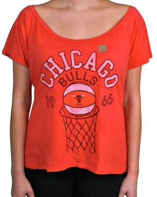 NBA Women's Chicago Bulls Off Shoulder Shirt by Junk Food (Large)