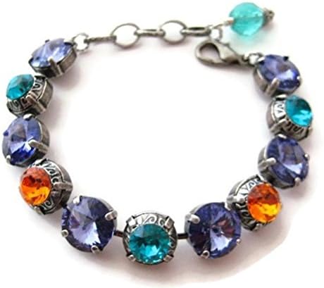 12mm Tanzanite Swarovski Crystal Bracelet Rivoli Rhinestone Tennis Bracelet