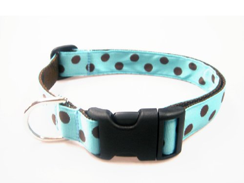 Large Blue/Brown Dot Dog Collar: 1