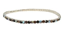 Anklet - A9 - Swarovski (tm) Crystal - Stretch ~ Jet & Smoky Topaz (Black & Brown)