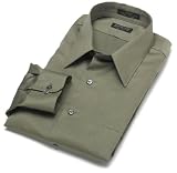  : Arrow Men's Wrinkle Free Sateen Solid Long Sleeve, Basil, 15 - 32/33