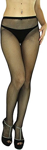 ToBeInStyle Womens Sexy Seamless Fishnet Full Footed Panty Hose Tights Hosiery - BLACK - One Size Regular