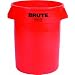 Rubbermaid Commercial LLDPE 32-Gallon Brute Heavy-Duty Trash Can without Lid, Legend "Brute", Round, 22" Diameter x 27.25" Height, Red