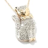 14K Gold Diamond Cat Pendant w/ Chain