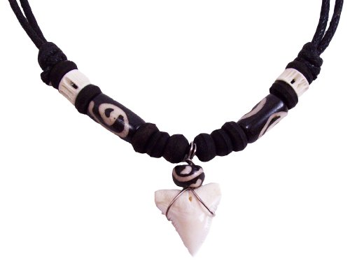 Real Shark Tooth Necklace (Black Bead)