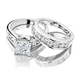 Princess Cut Diamond Engagement Ring And Wedding Band Set 1 Carat (ctw) In 14k 