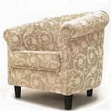STYLISH SANDRA CREAM & BEIGE FLORAL RENAISSANCE 'SIR' DESIGNER TUB ARM CHAIR ~ BY XYZ