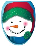 Toilet Tattoos TT-X604-O Snowman in Stocking Cap Design, Elongated