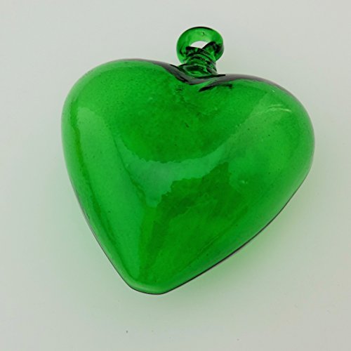 ZealwithaFish Hand Blown Heart 1 Light Green Large 4 X 4.5 Inches