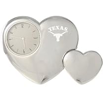 Texas Longhorns Silver Tone Double Heart Clock