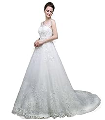 Corset   Waistline Sleeveless Beaded Lace Crystal  Dress with a Court Train 