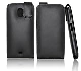 MaryCom PREMIUM QUALITÄT Leder Handytasche schwarz für Samsung Galaxy Nexus i9250 Smartphone + Gratis Displayschutzfolie / LTS i9250