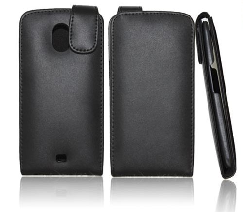 MaryCom PREMIUM QUALITÄT Leder Handytasche schwarz für Samsung Galaxy Nexus i9250 Smartphone + Gratis Displayschutzfolie / LTS i9250