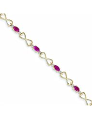 2.8 Carat 14K Gold Diamond and African Ruby Oval Bracelet
