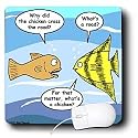 Rich Diesslins Funny General Cartoons - Fish why did the chicken cross the road joke - Mouse Pads
