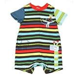 Catimini Spirit Color - Brown/Green Stripe Short Romper