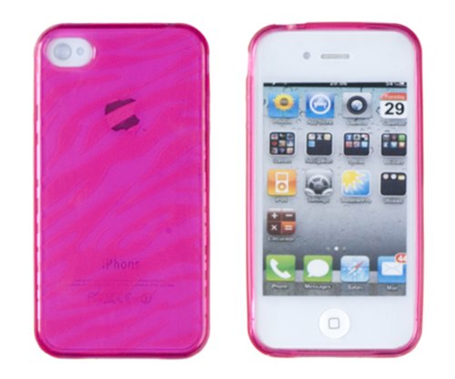 hard case or soft case for iphone:Hot Pink Zebra Striped Flexible TPU Gel Case for Apple iPhone 4, 4S (AT&T, Verizon, Sprint)