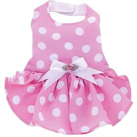 Pink with White Polka Dot Dog Dress - XXS