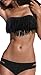 Tarad Siam Swimsuit 2013 Popular Fashion Sexy Lady Padded Boho Fringe Bandeau Top Strapless Dolly Bikini Set Swimwear (Black, S)
