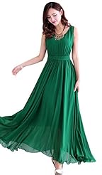 General Print Summer Chiffon Sleeveless Maxi Dress 