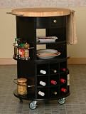 Home Styles Round Wood Top Wine Cart