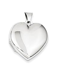 14k Wg 21mm Heart Plain Domed Family Locket