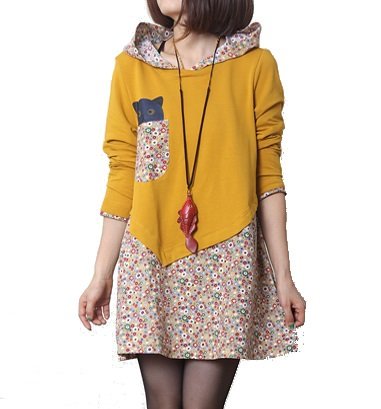 フード付き パーカー 猫 ネコ ポケット 花柄 小花 ワンピース ドレス フォーマル 結婚式 2次会 パーティー レース チュニック ブラウス バスト プリーツ オールインワン コンビネゾン シャツブラウス シフォン チュニックシャツ マキシ セットアップ カジュアル レディース 春物 夏物 可愛いスカーフ付き T-101