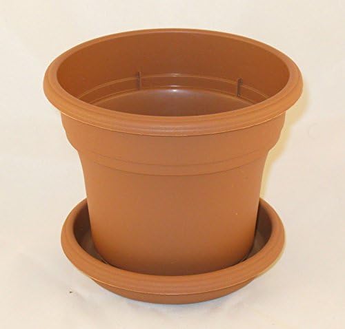 Plastic Round Garden Home Decor Display Terra Cota Planter with Saucer- 4"