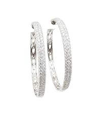 Women 18k White Gold 1.57ctw diamond Hoop earring 68 LE282 Size 9.71