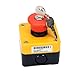 Baomain 660V Red Sign Emergency Stop Push Button Switch & Key,1NO 1NC 10A,Key Emergency Switch with Box