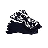 Women's Yoga Socks Full Toe with Grips Non-Slip Yoga Socks S/M (Black)