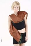 Poly Silk Self Design Paisley Flowers Jacquard Scarf Muffler COPPER/GREEN 22x72 # 8480