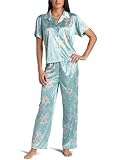 Intimo Women's Tulip Print Pajama Set,Tulip Green,Large