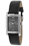 buy gino franco Men's 949BK Square Stainless Steel Genuine Leather Strap Watch