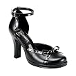 3 3/4 inch Sexy High Heel Shoes Black Dorsay Shoes Bow Ankle Strap