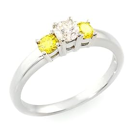 1/2ct White & Yellow Round-cut 14K White Gold Diamond Ring