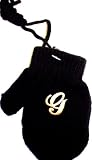 One Size Black Mitten with Customer Chosen Ivory Monogram for Infants Ages 0-12 Months