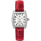 MICHELE Urban Mini Diamond Red and Silver Calf Skin Watch by Michele