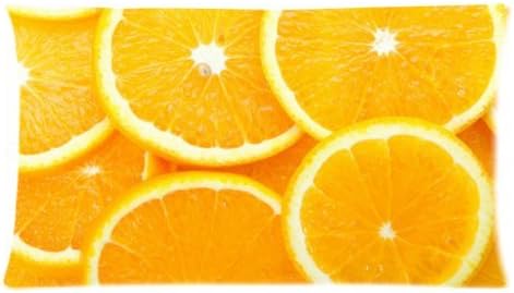 Fresh Bright Yellow Orange Slice Fruits One Side Rectangle Super Luxury Pillow Encasement 20x36 inch